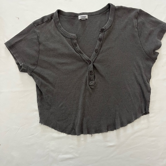 Garage Gray Ribbed Crop Top - Picture 1 of 3
